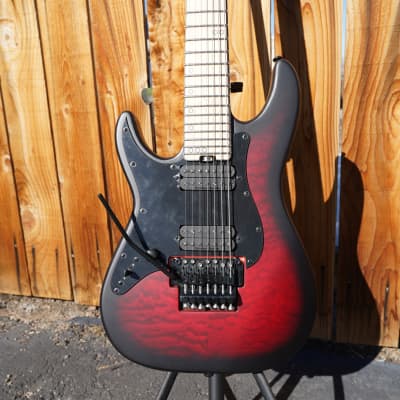Schecter DIAMOND SERIES Miles Dimitri Baker SVSS-7 FR - Crimson Red Burst Satin Left Handed 7-String Electric Guitar (2023) image 4