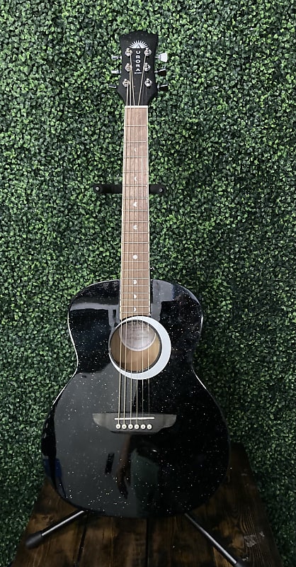 Luna Aurora Borealis 3/4 Acoustic Guitar - Black Sparkle image 1