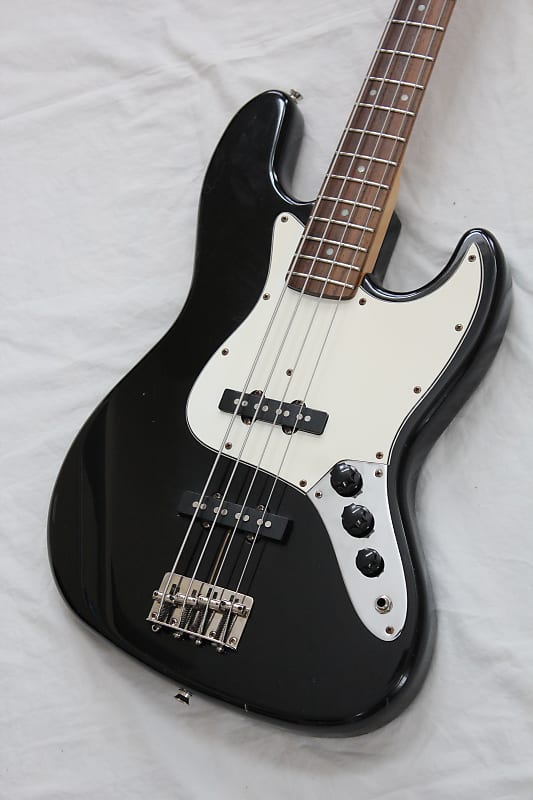 80s Squier By Fender Jazz Bass Model JB-355 E Serial Made in Korea - Black  Finish + Gig Bag