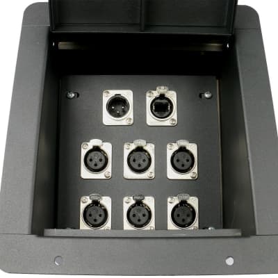 Elite Core Recessed Stage Floor Box 6 XLR Female & 1 XLR Male & 1 Ethernet RJ45 Connectors image 1