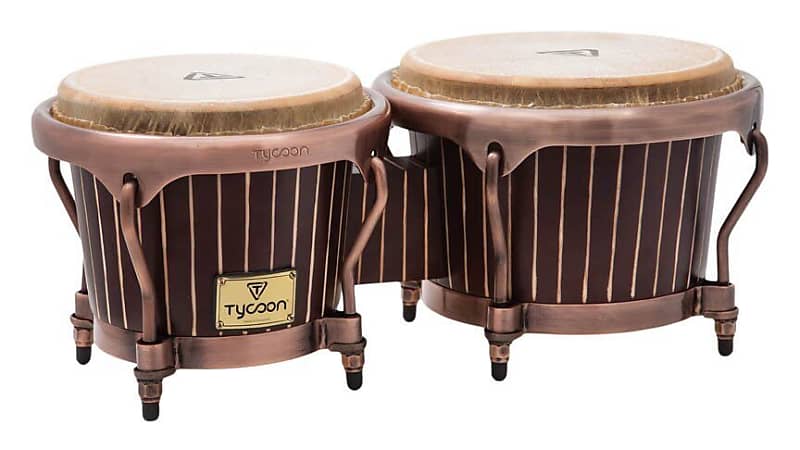 Tycoon Percussion Master Bongo Drums 7" & 8-1/2" Heads, Handcrafted Pinstripe image 1