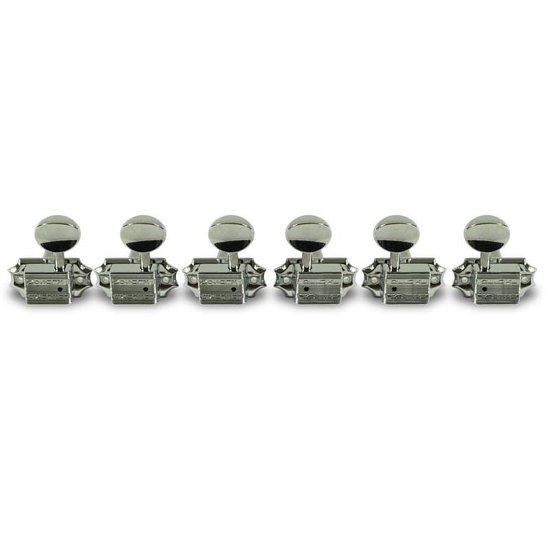 Kluson 3 Per Side Vintage Diecast Series Tuning Machines Chrome With Metal Oval Button image 1