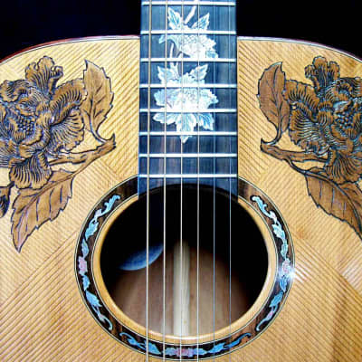 Blueberry  Handmade Dreadnought Acoustic Guitar Floral Motif - Built to Order image 12
