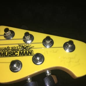 Ernie Ball Music Man Albert Lee Mr Horsepower Nigel Tufnel Spinal Tap 2001 Yellow w/Red Flame Graphi image 3