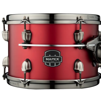 MAPEX SATURN EVOLUTION CLASSIC BIRCH 4-PIECE SHELL PACK - HALO MOUNTING SYSTEM - BIRCH AND WALNUT HYBRID SHELL - FINISH: Tuscan Red Lacquer (PA)  HARDWARE: Black Brushed Hardware (B) image 5