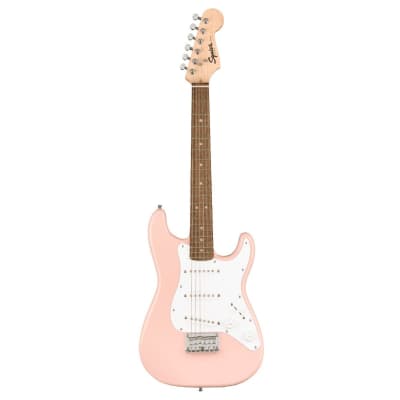 Squier Mini Stratocaster Electric Guitar, Laurel FB, Shell Pink for sale