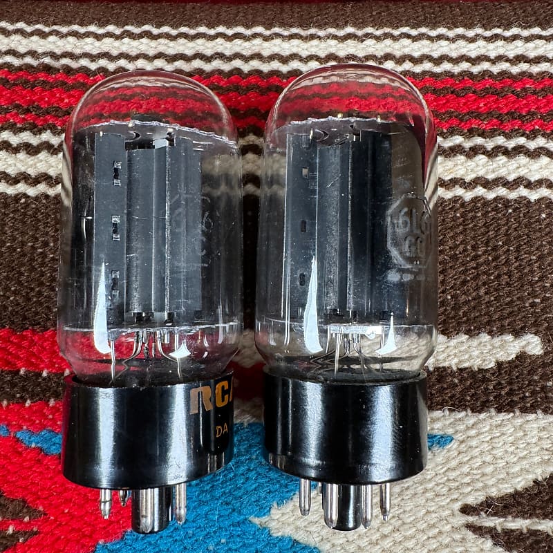 Vintage NOS RCA 6L6GC Amplifier Power Tubes Duet Black Plate Pair 6L6 #186