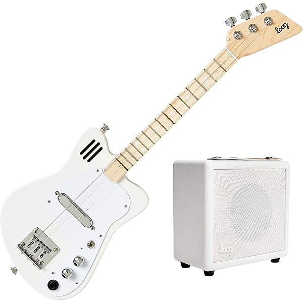 Loog Mini Electric Guitars White + Loog Mini Amp Reverb