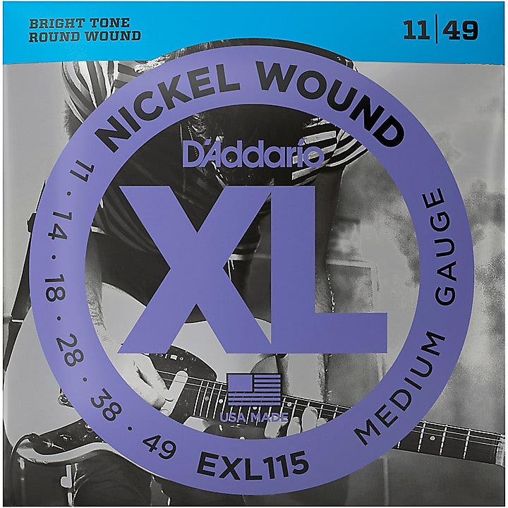 D'Addario EXL115w Nickel Wound Medium / Blues-Jazz Rock Electric Guitar Strings, Wound 3rd, 11-49 2000 - 2020 - Nickel image 1