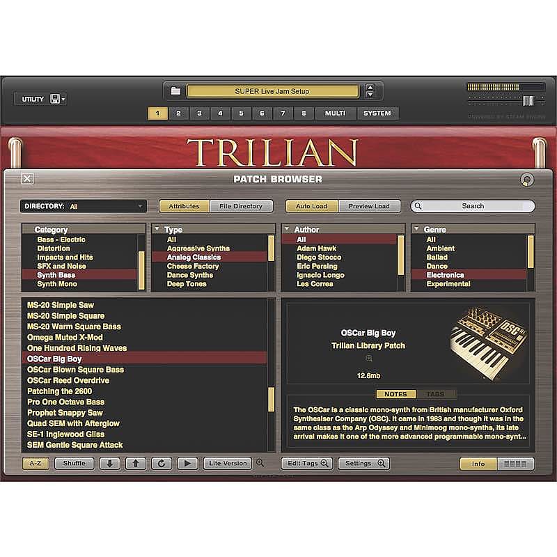 Spectrasonics Spectrasonics Trillian Total Bass Module Software