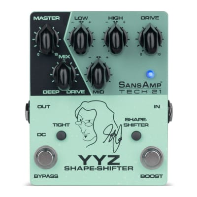 Tech 21 YYZ Geddy Lee Shape-Shifter Signature SansAmp Pedal with 12dB Boost Stomp Switch, Mix Control, and 3-Band Active EQ image 1