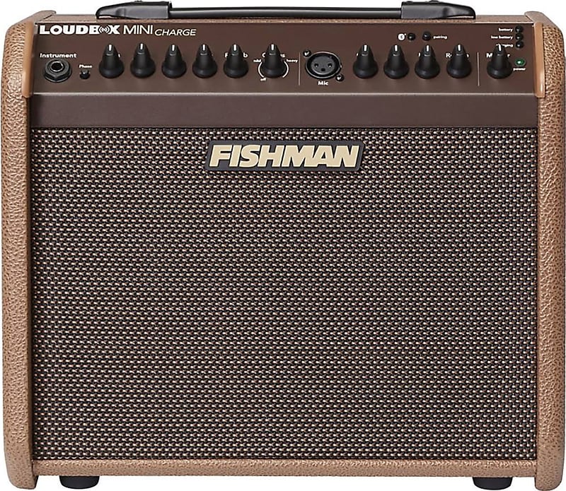 Fishman Loudbox Mini Charge Battery-Powered Acoustic Guitar Combo Amplifier, 60W, Brown image 1