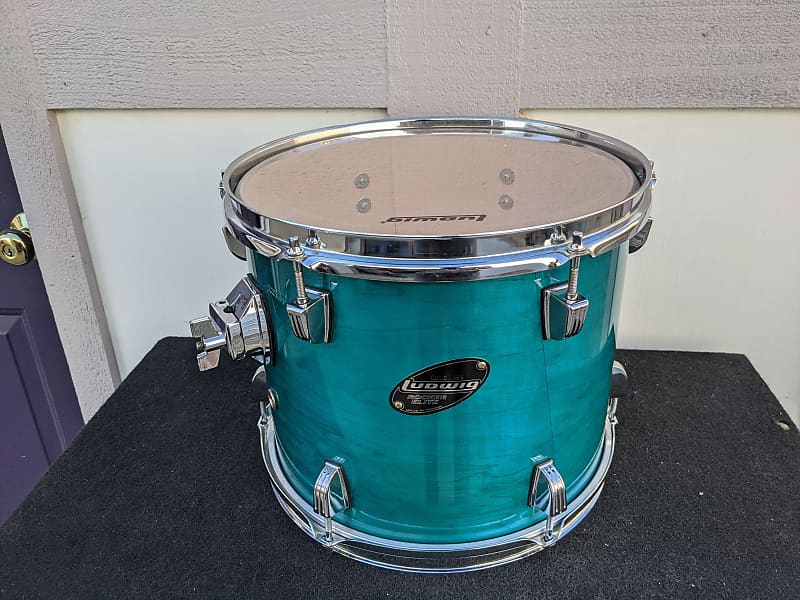 NEW! Ludwig Rocker Elite Made In Taiwan 10 x 12" Aqua Blue Lacquer Tom - Looks & Sounds Excellent! image 1