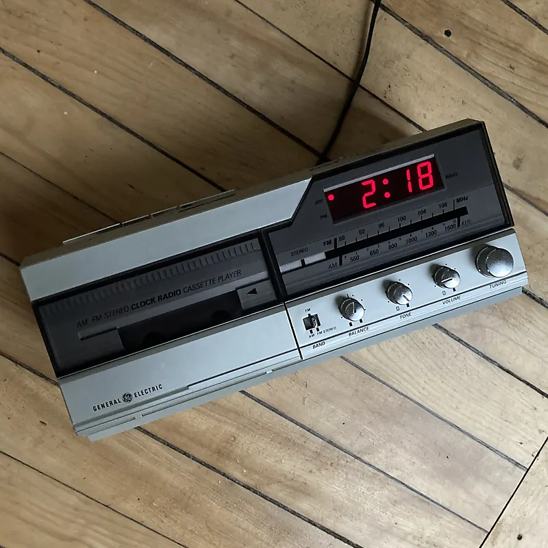 "Silver Rectangle Alarm Clock/Radio with Cassette Player" Reverb