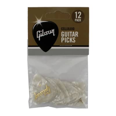 Gibson Pearloid White Picks 12 Pack - Heavy for sale