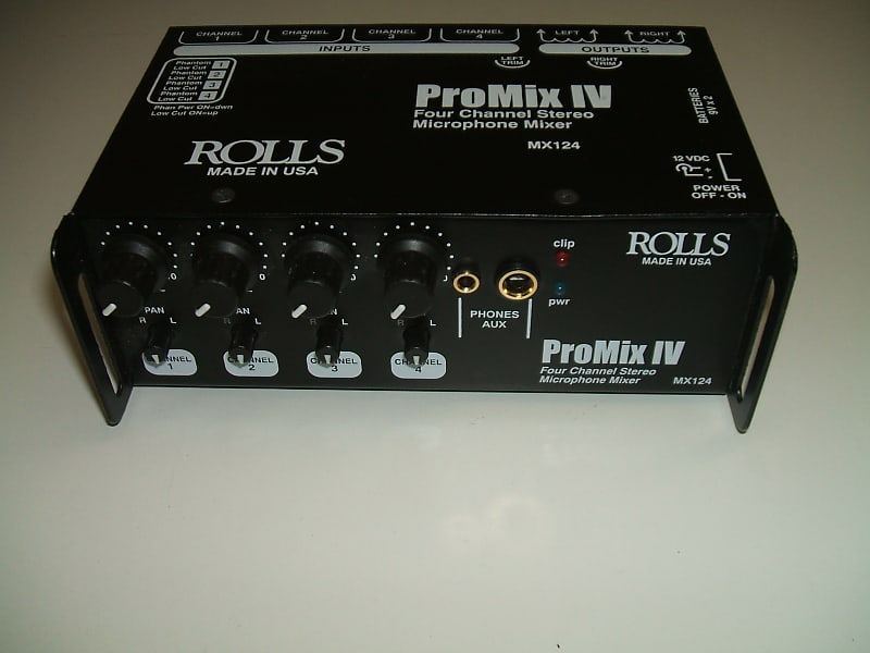 Rolls MX124 Portable 4Channel Stereo Mixer ProMix IV Reverb UK