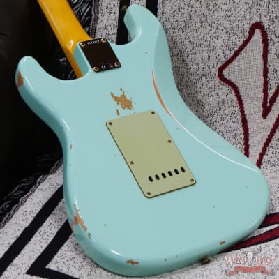 Fender Custom Shop 1962 Stratocaster Hand-Wound Pickups AAA Dark Rosewood Slab Board Relic Surf Green image 11