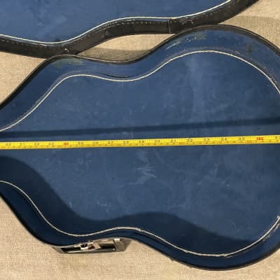 Original Vintage 60’s-70’s Harmony Rebel Acoustic Electric Guitar Case / Case Only Black Faux Ostrich w Blue Interior image 15