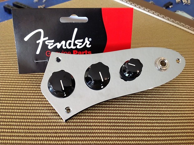 Genuine Fender Prewired Jazz Bass Control Plate Pots Capacitor Knobs Upgrade Reverb