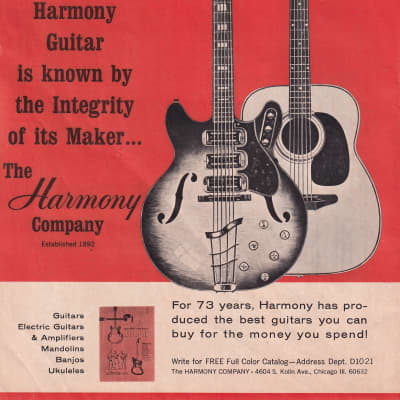 HARMONY H-75 SOVEREIGN 1966 VINTAGE FULL PAGE AD for sale