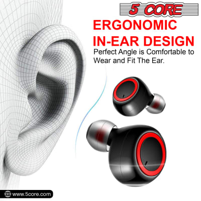 5Core Wireless Ear Buds 2Pack Mini Bluetooth Noise Cancelling Earbud Headphones 32H Playtime IPX8 image 4