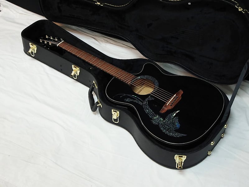 LUNA Fauna Phoenix cutaway acoustic electric Guitar NEW Classic Black w/ Hard CASE image 1