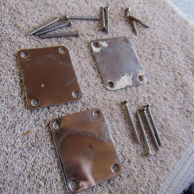 Fender Style 4 Bolt Neck Plates W/Screws Set Of 3 Chrome 4 Bolt Neck Plates W/Screws Luthier Supplys image 2