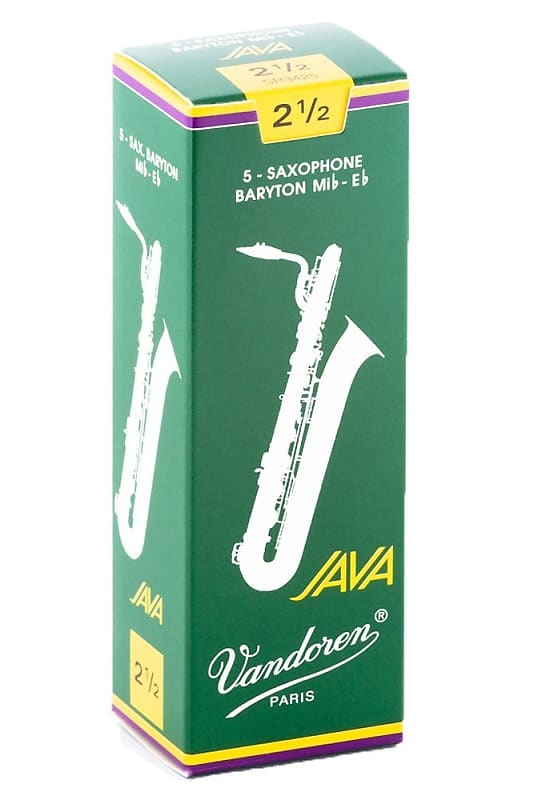 Vandoren Java (Green) Bariotne Saxophone Reeds, 5-Pack, 2.5 Strength image 1
