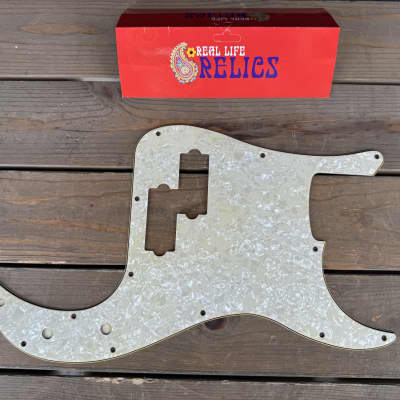 Real Life Relics Aged Precision P Bass® Pickguard Oyster Pearl 3 Ply 13 Hole. (PGAP3) image 1