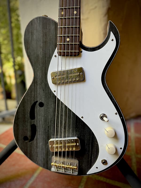 Waterslide/Slusser Guitars 'S.L.O.' Baritone Prototype, PLEK'd, 30" Scale, Danelectro-Style 3612 Construction. Mojo Gold Foil Pickups image 1