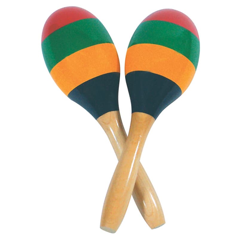 PP World Wood Maracas Striped Pair Reverb