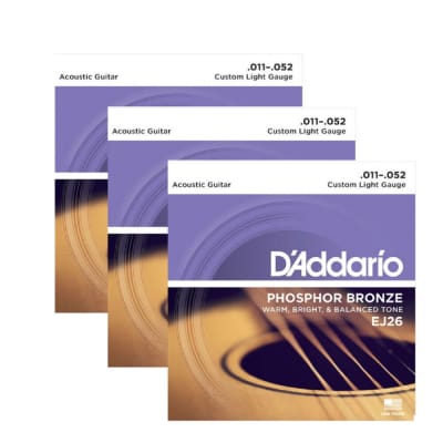 D'Addario EJ2 Acoustic Strings 3 Individual Sets Pack UPC 019954122164 image 1