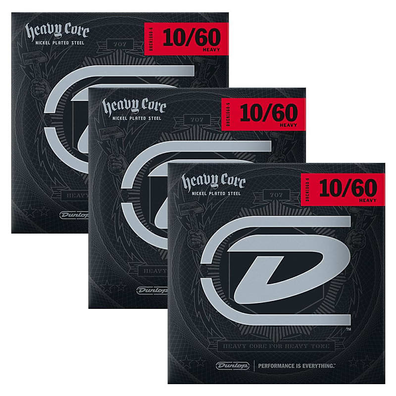 3-Pack! Dunlop DHCN1060-6 Heavy Core String Set/6 image 1