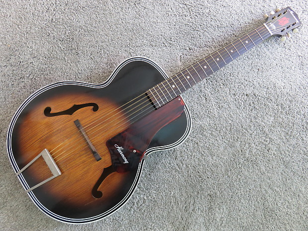 Vintage 1950s Harmony Acoustic Guitar Sunburst Black White Trim Plays Great Exceptionally Clean Low
