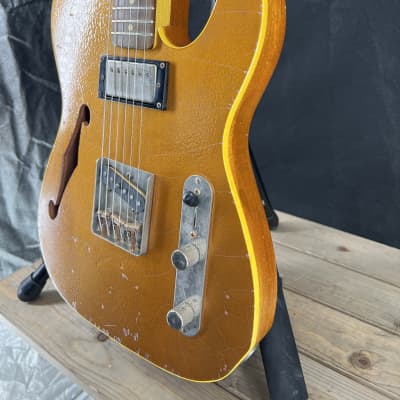 Von K Guitars T-Time TB Relic Telecaster F Hole Aged Hammered GoldTop Bound Nitro Lacquer image 3
