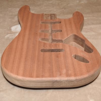 Unfinished Strat 2 Piece Walnut With a 1 Piece Ribbon Sapele/Mahogany Top 5lbs 10.5oz! image 7