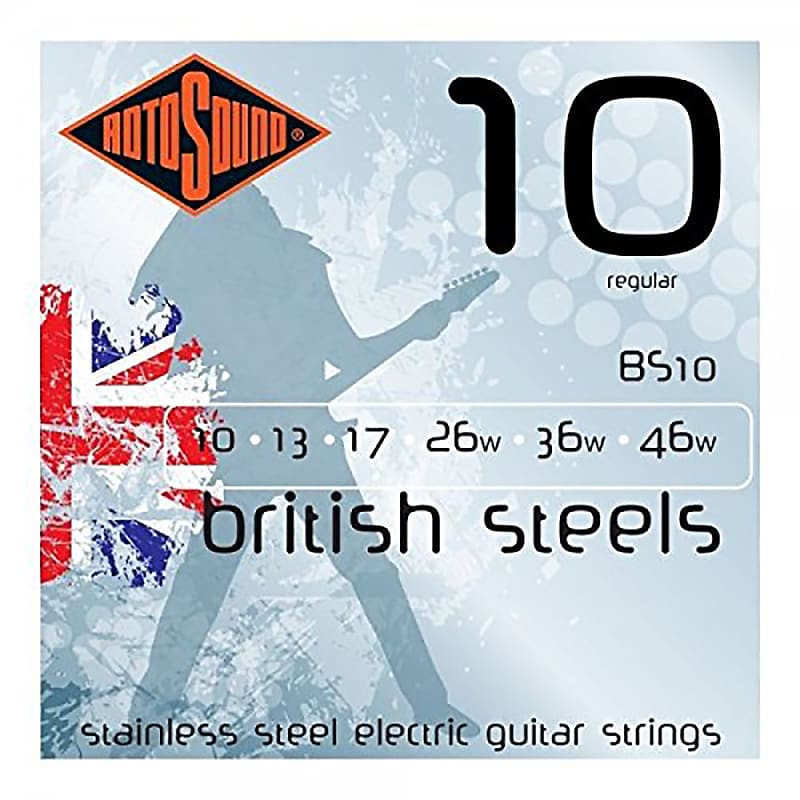 Rotosound BS10 British Steels Regular Stainless Electric Guitar Strings 10-46 image 1