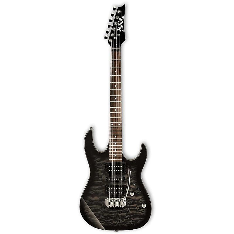Ibanez GRX70QA Electric Guitar (Transparent Black Burst) image 1