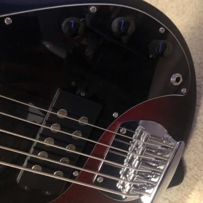 Sterling by Music Man  Stingray5 Bass Guitar Ruby Red Satin Sunburst image 8