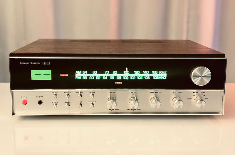 RARE  Harman Kardon 630 Twin Power Receiver with Wood Case - Serviced + Cleaned + LED  			