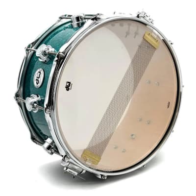 DW Collectors VLT 333 Maple Snare Drum 14x6.5 Teal Glass image 3