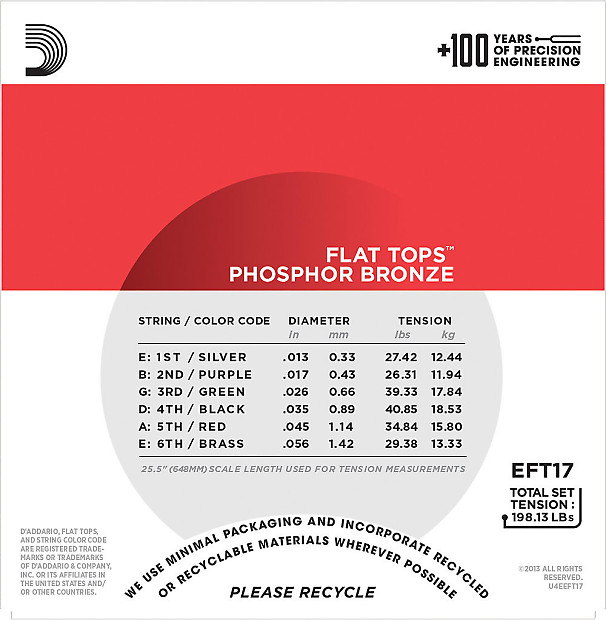 D'Addario EFT17 Flat Tops Phosphor Bronze Acoustic Guitar Strings, Medium Gauge image 2