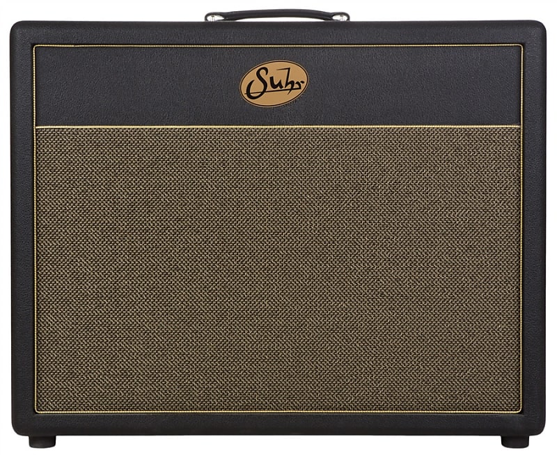 Suhr 2x12 Deep Speaker Cabinet in Black with Gold Grille and Celestion Vintage 30 Speakers image 1