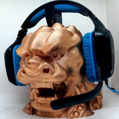 Chinese Lion Headphone Stand! Headset Holder Rack, Guardian Shi Japan Hanger Bust. Game/Hip Hop/Beat image 2