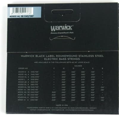 Warwick Black Label 5 String Bass Long Scale Roundwound Strings Pack Set 40-130 image 2