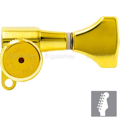 NEW Hipshot 6-In-Line STAGGERED Grip-Lock Locking Mini Tuners HS Keys - GOLD image 1