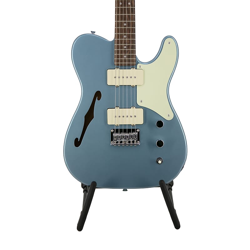 Squier FSR Cabronita Thinline Telecaster Electric Guitar, Laurel FB, Ice  Blue Metallic
