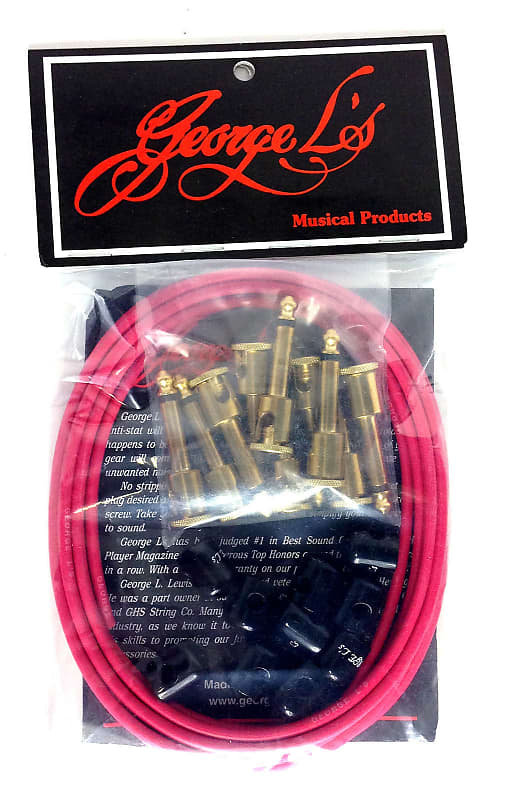 Brand New George L's Effects Kit: 10ft of Red Cable, 10 Brass Plugs, 10 Black Stress Relief Jackets image 1