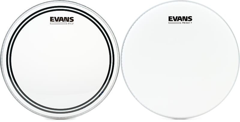Evans EC2S Clear Drumhead - 12 inch  Bundle with Evans Reso 7 Coated Resonant Drumhead - 12 inch image 1