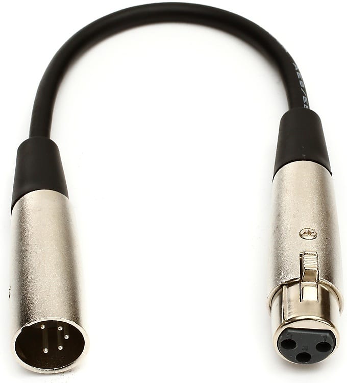Hosa DMX-106 Male 5-pin DMX to Female 3-pin DMX Adapter Cable - 6 inch image 1